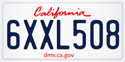 CA license plate 6XXL508