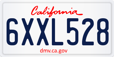 CA license plate 6XXL528