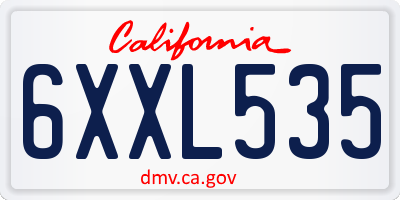 CA license plate 6XXL535