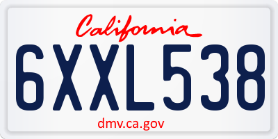 CA license plate 6XXL538