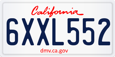 CA license plate 6XXL552