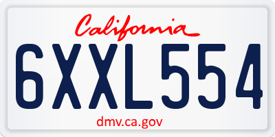 CA license plate 6XXL554