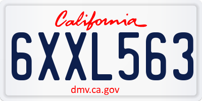 CA license plate 6XXL563
