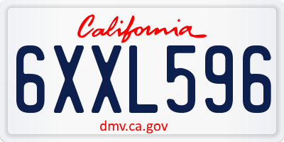 CA license plate 6XXL596