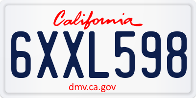 CA license plate 6XXL598