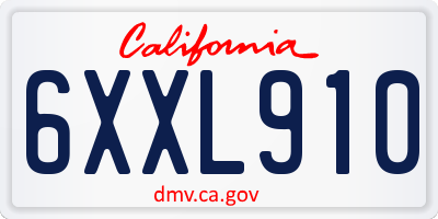 CA license plate 6XXL910
