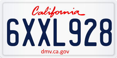 CA license plate 6XXL928