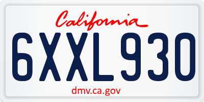 CA license plate 6XXL930