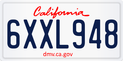 CA license plate 6XXL948