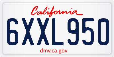 CA license plate 6XXL950