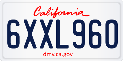 CA license plate 6XXL960