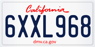 CA license plate 6XXL968