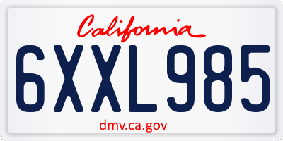 CA license plate 6XXL985