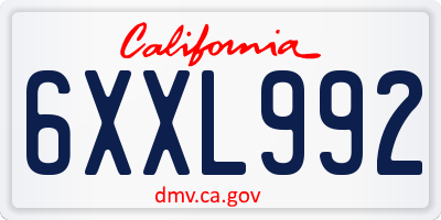 CA license plate 6XXL992