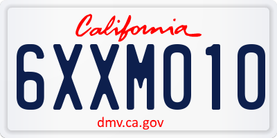 CA license plate 6XXM010
