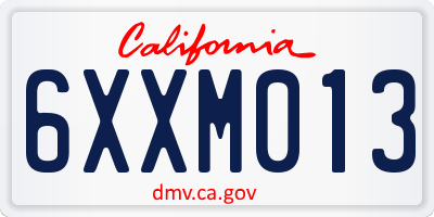 CA license plate 6XXM013