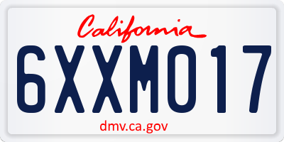 CA license plate 6XXM017