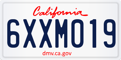 CA license plate 6XXM019