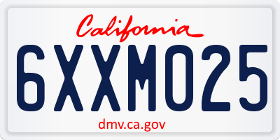 CA license plate 6XXM025