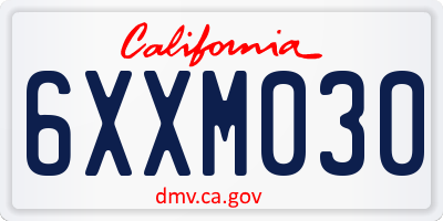 CA license plate 6XXM030