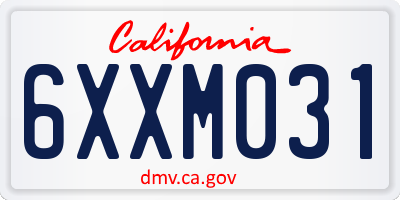 CA license plate 6XXM031