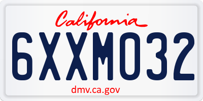 CA license plate 6XXM032