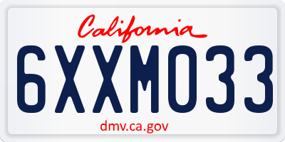 CA license plate 6XXM033