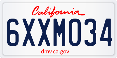 CA license plate 6XXM034