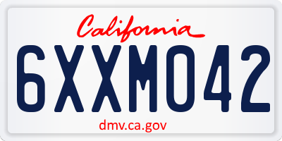 CA license plate 6XXM042