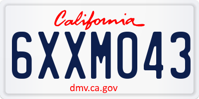 CA license plate 6XXM043