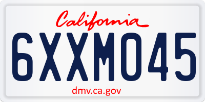 CA license plate 6XXM045