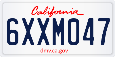 CA license plate 6XXM047