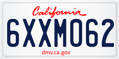 CA license plate 6XXM062