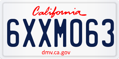 CA license plate 6XXM063