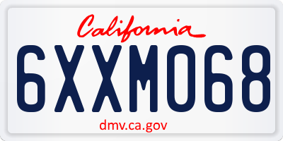 CA license plate 6XXM068