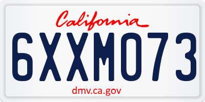 CA license plate 6XXM073