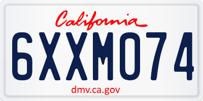 CA license plate 6XXM074