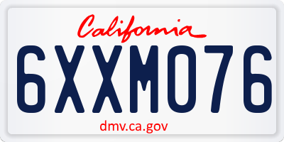 CA license plate 6XXM076