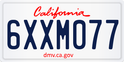 CA license plate 6XXM077
