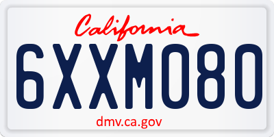 CA license plate 6XXM080