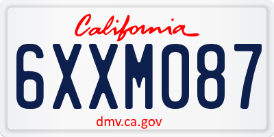 CA license plate 6XXM087