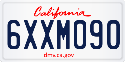 CA license plate 6XXM090