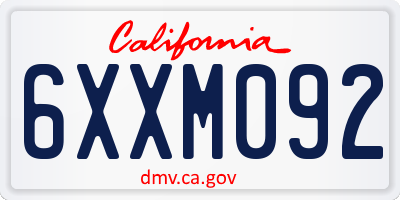 CA license plate 6XXM092