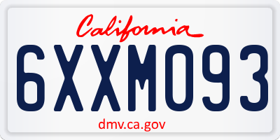 CA license plate 6XXM093