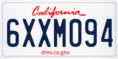CA license plate 6XXM094
