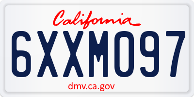 CA license plate 6XXM097