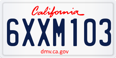 CA license plate 6XXM103