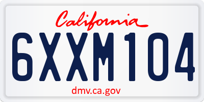 CA license plate 6XXM104