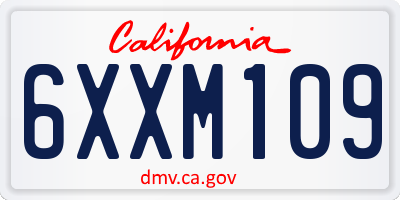 CA license plate 6XXM109