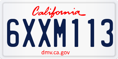 CA license plate 6XXM113